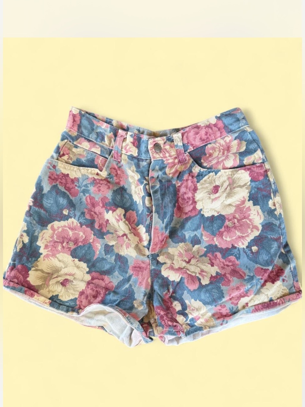Vintage Courage My Love Floral High Waist Shorts MADE IN USA SIZE 9